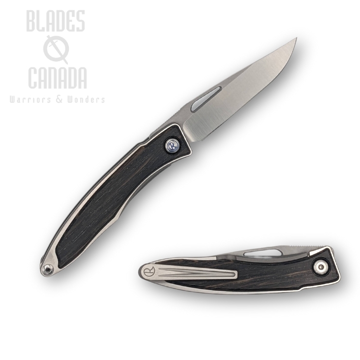 Chris Reeve Mnandi Inlay Bog Oak Framelock Folding Knife, S45VN, Bog Oak - Left Hand, MNA-1001